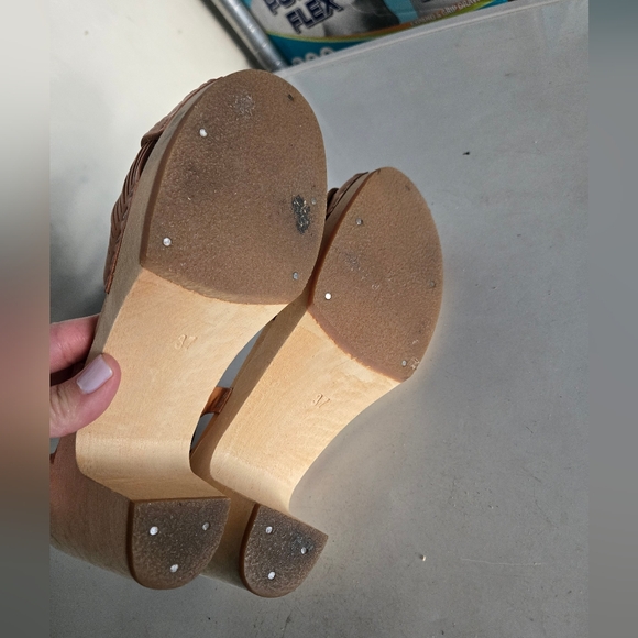 Swedish Hasbeens Ankle strap wooden clog sandals size 7 or 37 - Picture 6 of 6